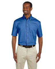 Workplace Logistics - Harriton Men's Easy Blend™ Short-Sleeve Twill Shirt with Stain-Release