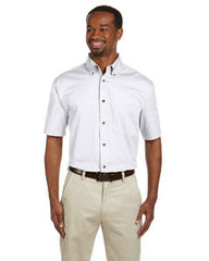 Harriton Men's Easy Blend™ Short-Sleeve Twill Shirt with Stain-Release